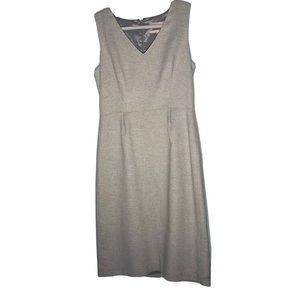 Banana Republic Light Gray with Shimmer V-Neck Italian Wool Blend Dress￼ Sz 8